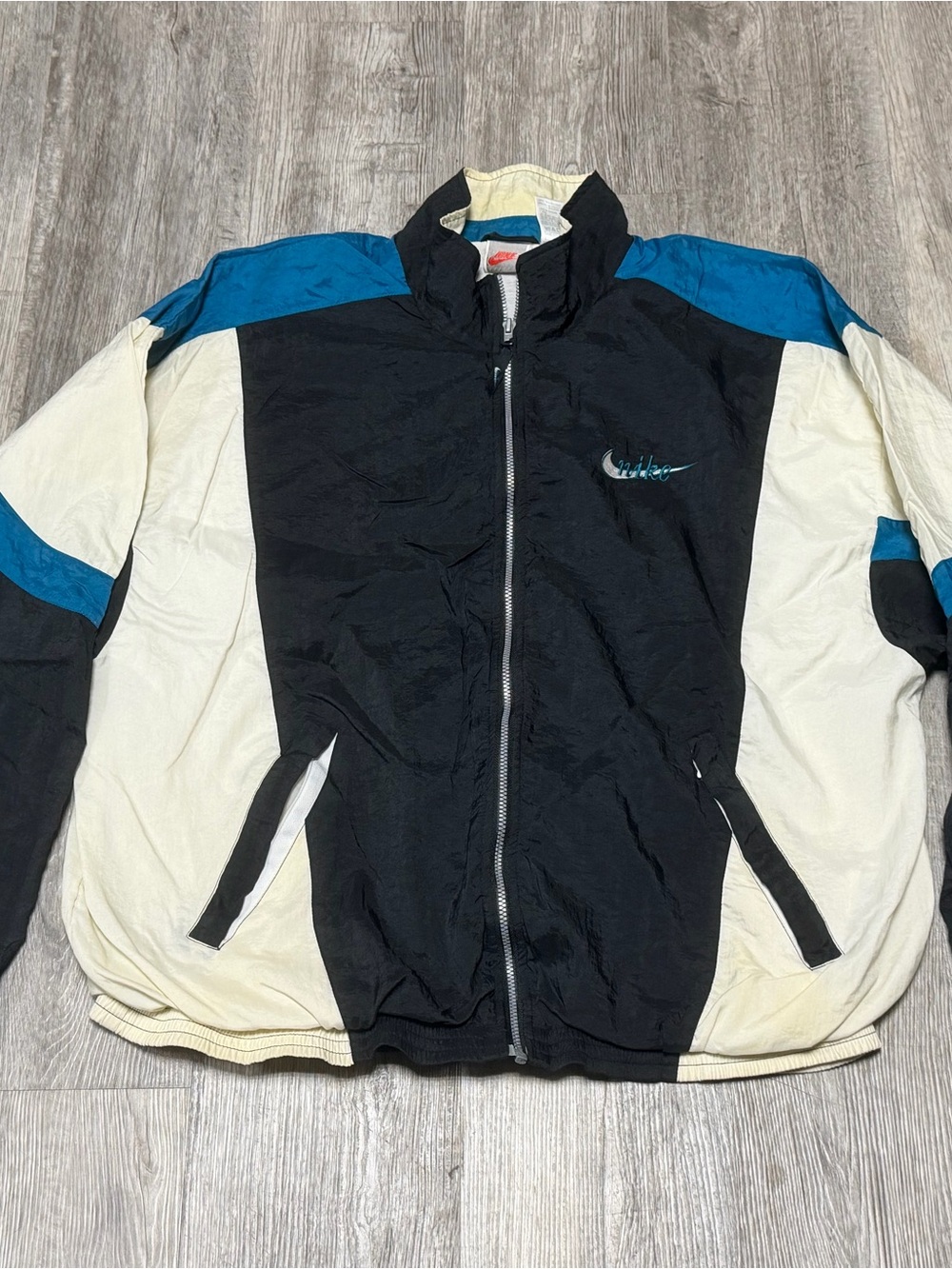 VTG Nike Black, Cream & Teal Colorblock Windbreaker Jacket See Pics